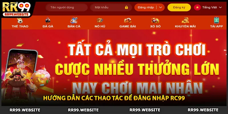 Hướng dẫn các thao tác để đăng nhập RR99