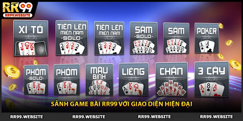 Sảnh game bài RR99 với giao diện hiện đại